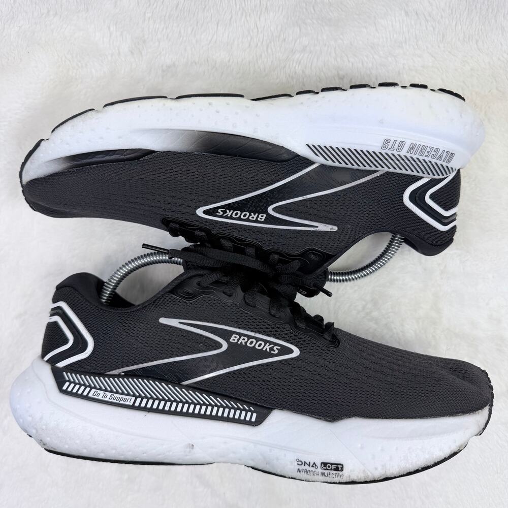 Brooks Glycerin GTS 21 Mens Running Shoes Black White Size 9.5 Stability Shoe - Picture 6 of 11